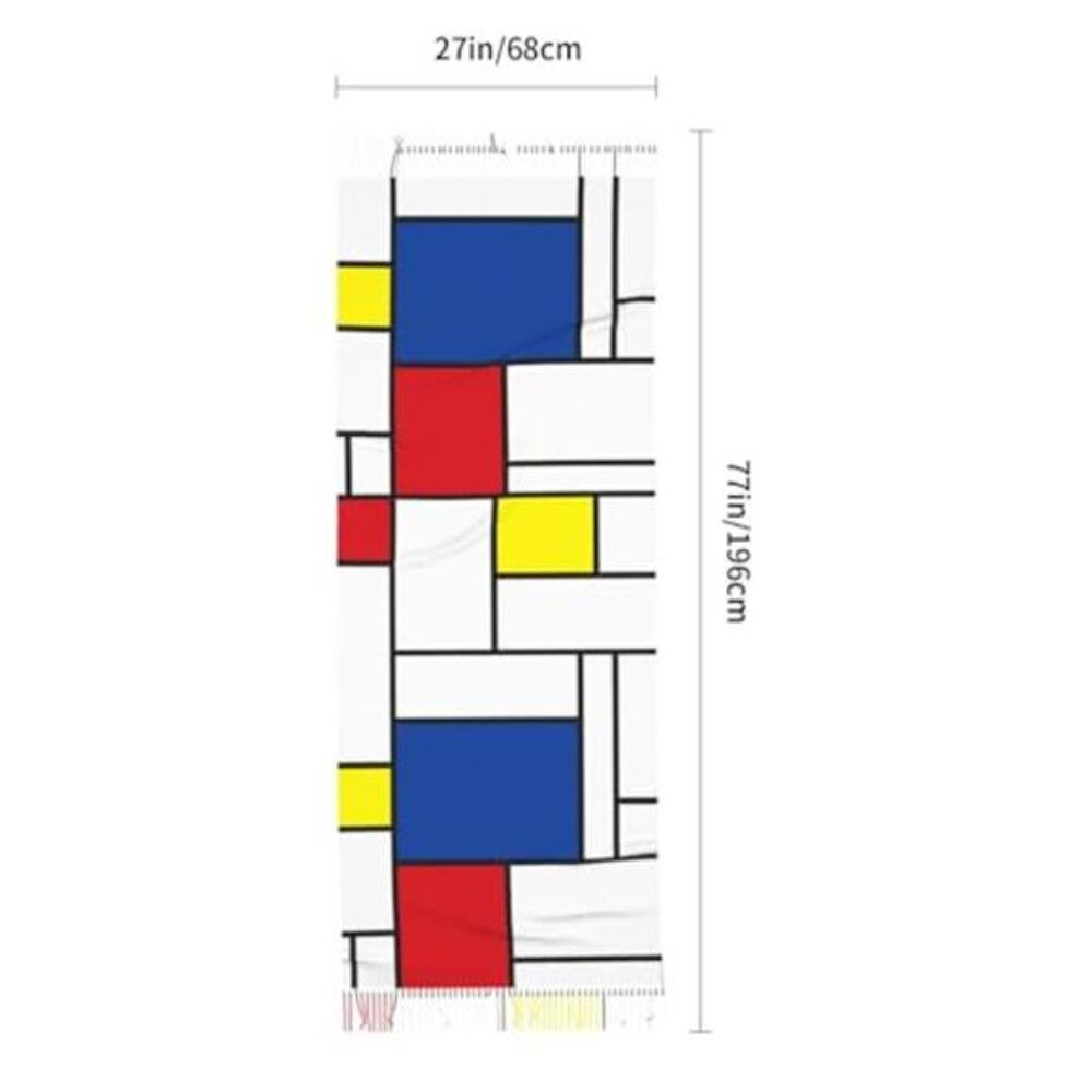MOD Mondrian COLORBLOCK 60's inspired PRIMARY COLORS Colorful Scarf Shawl Wrap - Picture 5 of 7